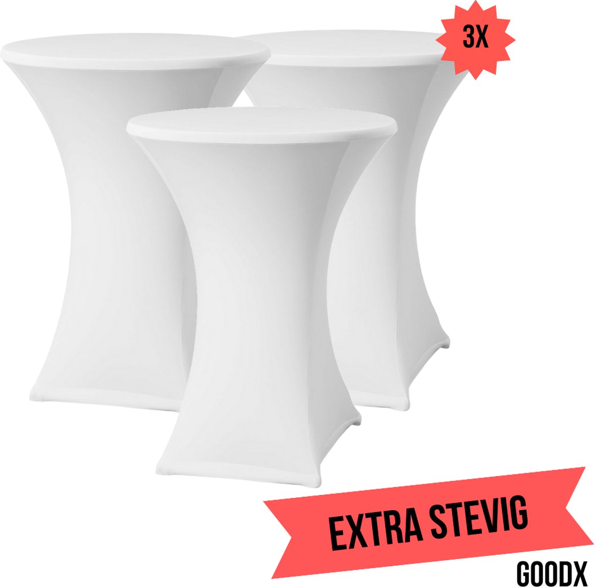   Statafelrok Wit 3x – ∅80-85 x 110 cm – Stretch 3 stuks –   voor Statafel - Geschikt voor feesten en partijen | Sta Tafel Hoes | Staantafelhoes | Cocktailparty